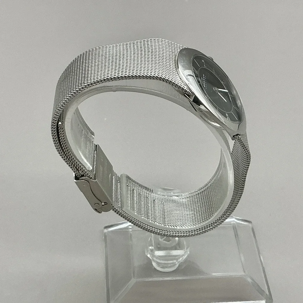 Skagen Watch Women's 0564XSSB Silver Mesh Black Dial 34mm Quartz NEW BATTERY